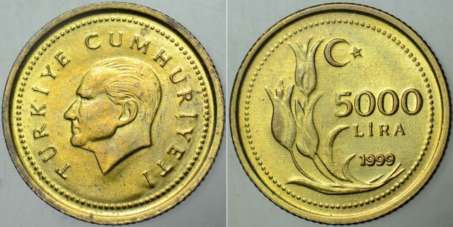 5000 Lira 1999 İnce Tip. Çil.