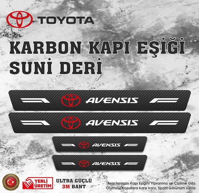 Toyota Avensis Uyumlu Deri Karbon Kapı Eşiği Koruyucu Bant 4 Adet