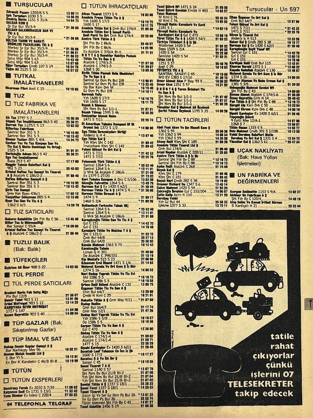 İzmir 1982-1983 Meslek Reklam İlanı Efemera S597 Teşhir Ürün