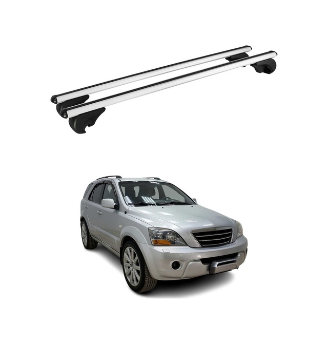 Kia Sorento I 2002-2009 Arası Uyumlu Port Bagaj Taşıyıcı Ara Atkı Alüminyum Gümüş 2 Parça
