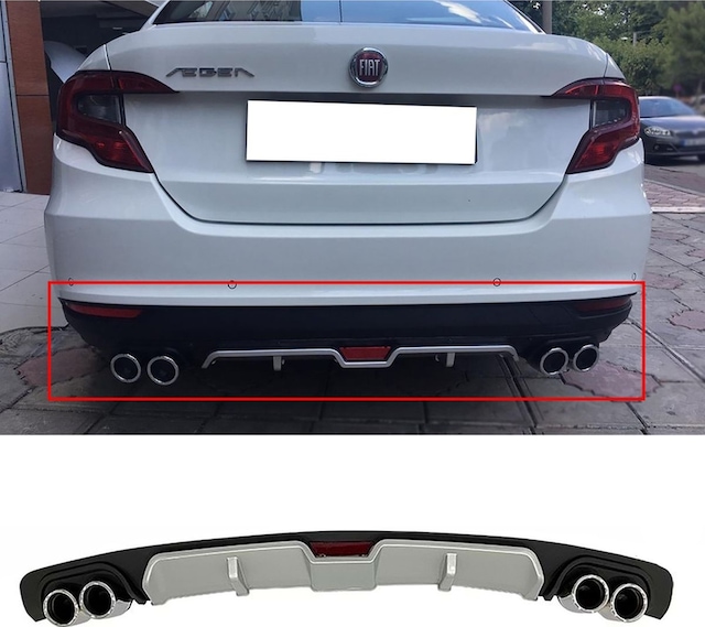 Fiat Egea Uyumlu Gri Difüzör 4 Krom Egzoz Görünümlü Difizör Arka Ek Body Kit