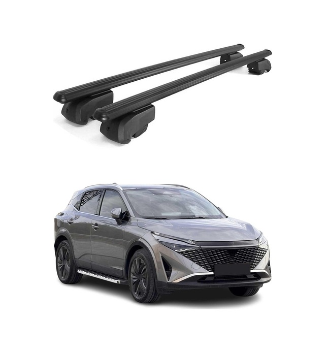 Nissan Qashqai J12 2021-2027 Arası Uyumlu Port Bagaj Taşıyıcı Ara Atkı Alüminyum Siyah 2 Parça