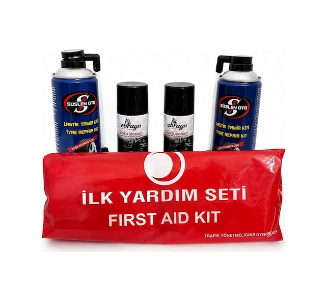 Lastik Tamir Kiti , Araç İçi Klima Koku Giderici & Yanmaz Örtülü İlk Yardım Seti