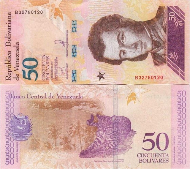 Venezuela 50 Bolivar 2018. Çil Kondisyon.