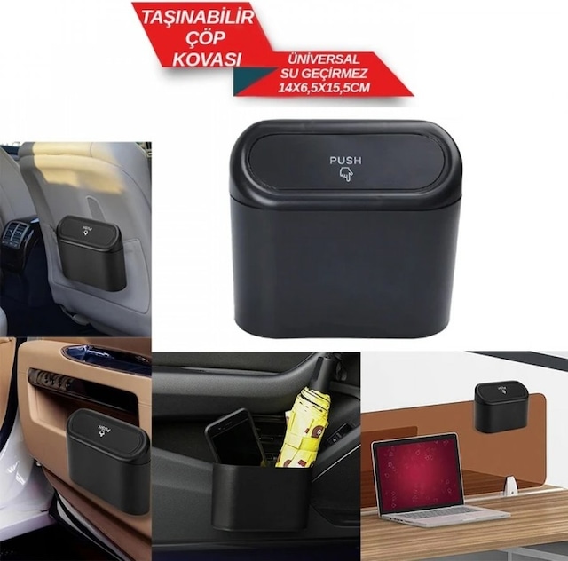Küllük Portatif Geçmeli Çöp Kutusu 14x6,5x15,5 Siyah