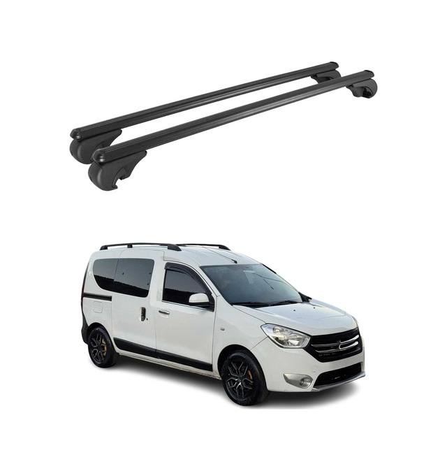 Dacia Dokker 2012-2021 Arası Uyumlu Port Bagaj Taşıyıcı Ara Atkı Alüminyum Siyah 2 Parça