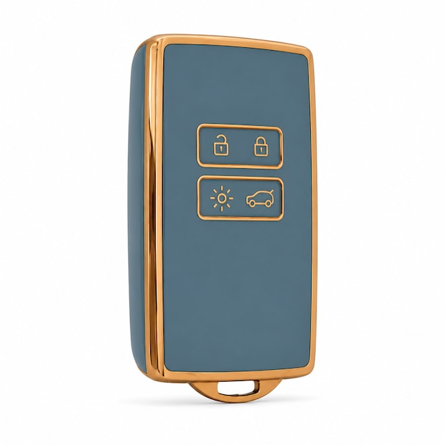 Autohan Keys Lüks Renault Anahtar Kılıfı, Clio E-tech, Austral, Megane E-tech, 4 Buton, Gri-altın