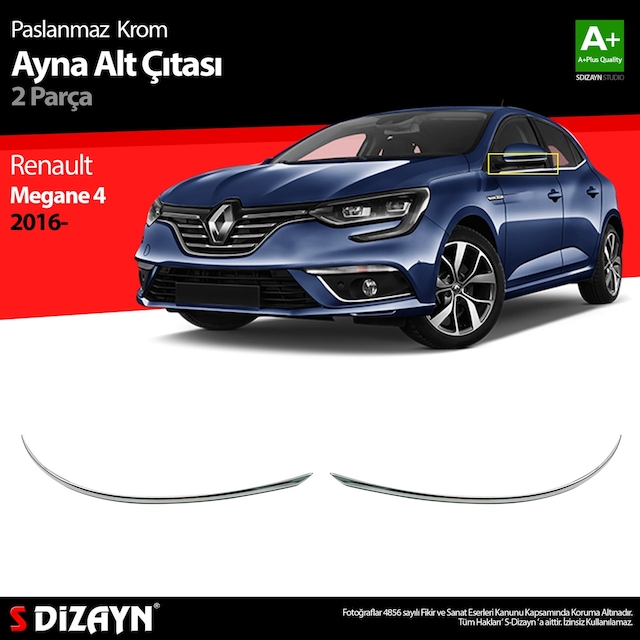 S-dizayn Renault Megane 4 Krom Ayna Alt Çıtası 2 Prç. 2016 Ve Üze