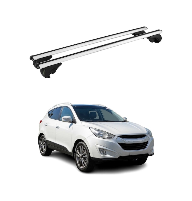 Hyundai İx35 2009-2015 Arası Uyumlu Port Bagaj Taşıyıcı Ara Atkı Alüminyum Gümüş 2 Parça