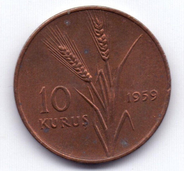 1959 Yılı 10 Kuruş Madeni Para