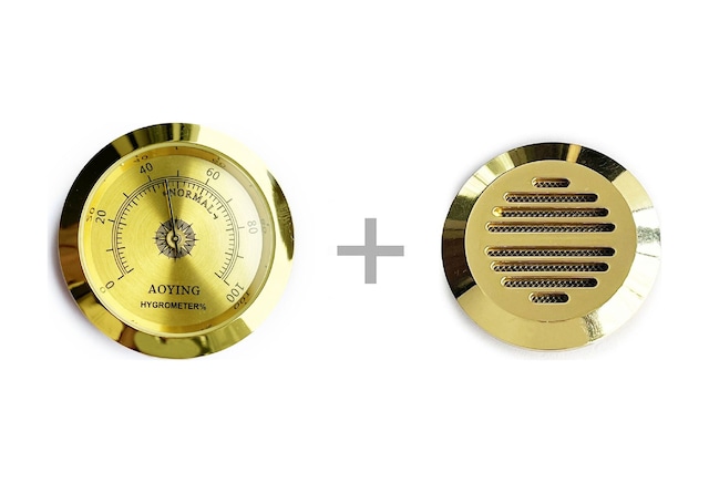 Metal Humidor Higrometresi ve Nemlendirici Haznesi Seti 50 + 43 MM