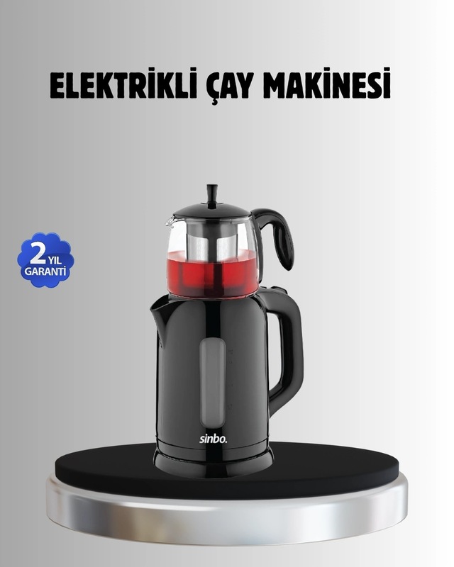 Mey İthalat Sinbo Stm 5840 Elektrikli Çay Makinesi 1800w Cam Demlik Ve Sıcak Tutma Özellikli