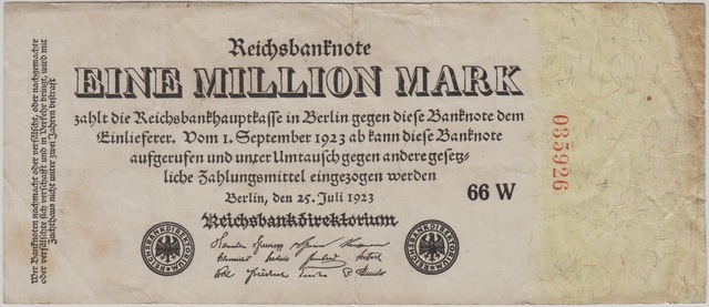 Almanya 1 Milyon Mark 1923 Weimar Cumhuriyeti Hiperenflasyon Dönemi Ççt -