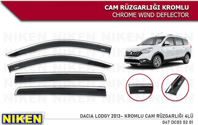 Dacia Lodgy Cam Rüzgarlığı Kromlu 4 Lü Niken Marka
