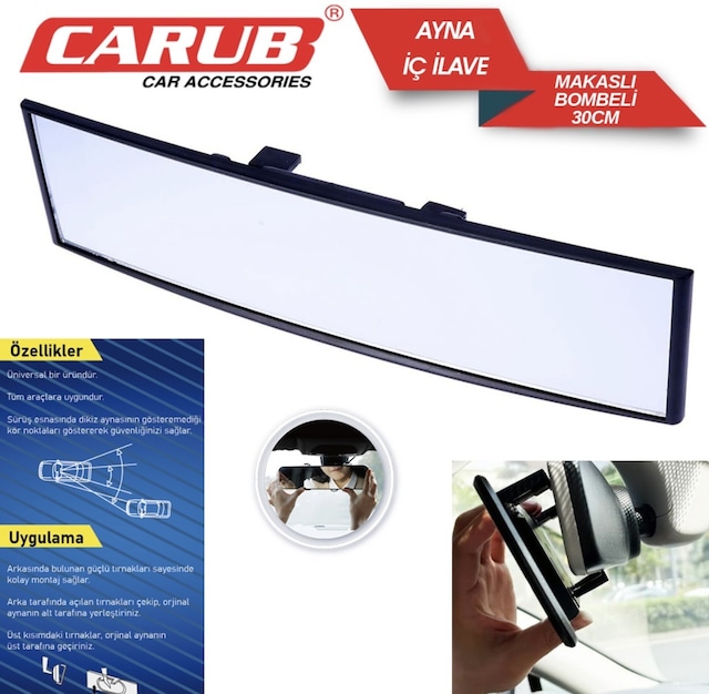 Carub Dikiz Aynası Ayna İç İlave Makaslı 300mm Bombe Cam Vakum