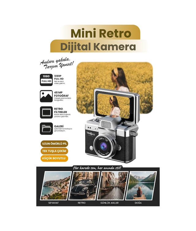 Teknoloji Gelsin Mini 1080P Ekranlı Dijital Anahtarlık Vlog Kamerası