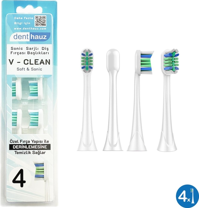 Denthauz V Clean Sonic Soft Philips Sonicare Uyumlu Yedek Başlık 4'lü