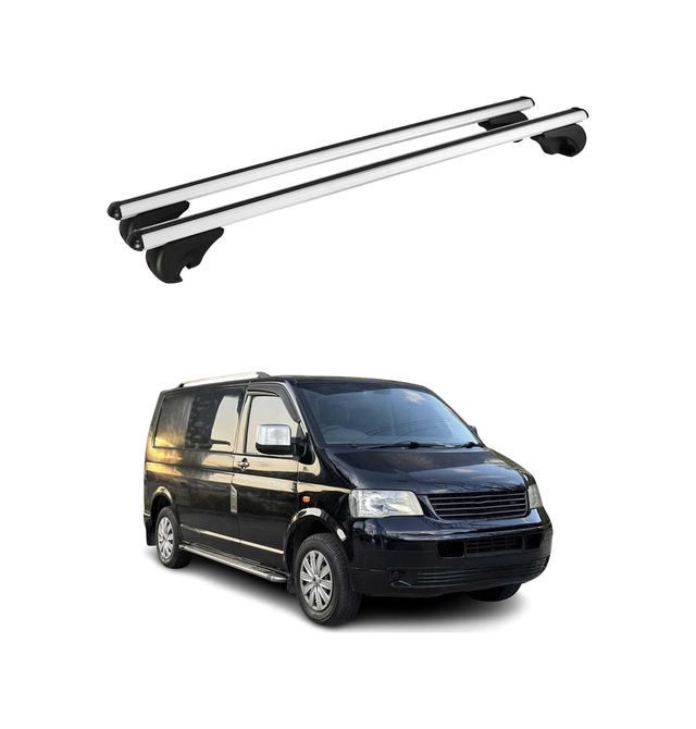 Vw T5 T6 T6.1 Transporter 2003-2024 Arası Uyumlu Port Bagaj Taşıyıcı Ara Atkı Alüminyum Gümüş 2 Parça