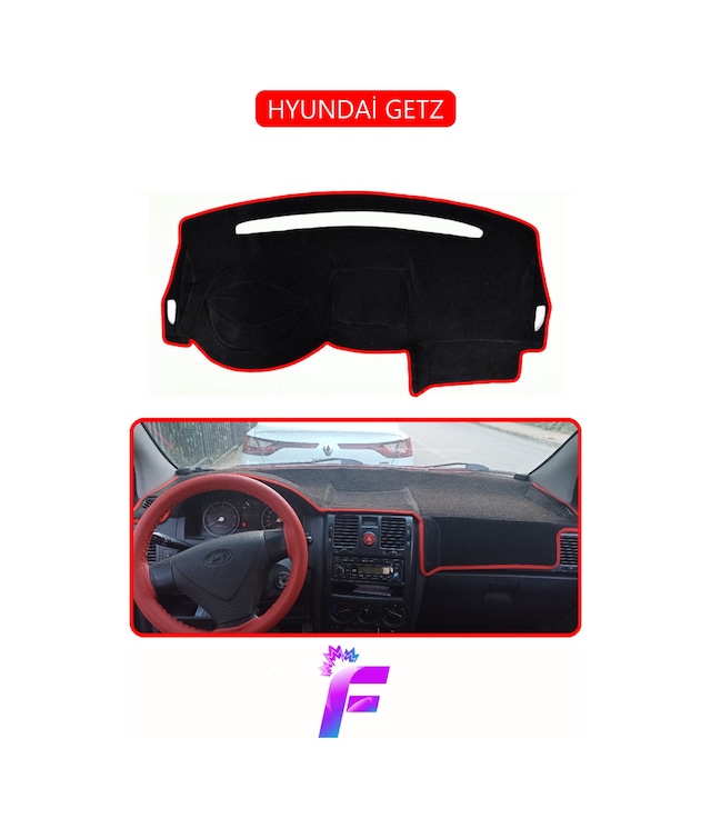 Hyundai Getz Uyumlu Ön Torpido Örtüsü Hızlı Ve Kolay Montaj Kaymaz Tasarım Tam Koruma G33 Kırmızı