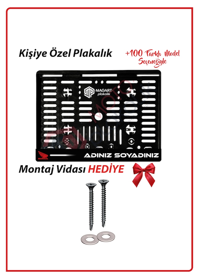 Plakamatik Kişiye Özel İsimli 1 Adet Motosiklet Logo Uv Kabartmalı Siyah Takmatik Motor Plakalık