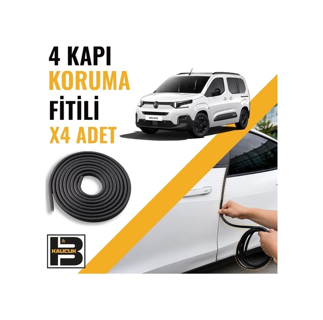 Citroen Berlingo 2019-2025 Kapı Koruma Fitili-4 Kapı-siyah-bm2446