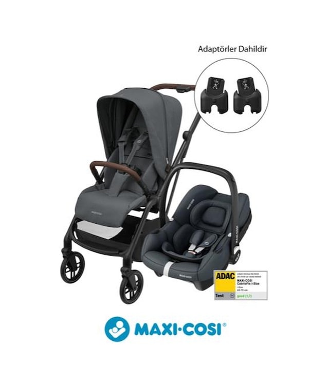 Maxi-Cosi Leona2-Cabriofix I-Size Tek Elle Katlanabilen Ultra Kompakt Çift Yönlü Seyahat Sistem Bebek Arabası Graphite