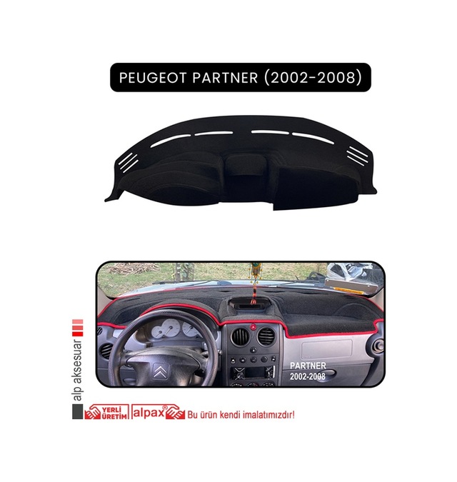 Peugeot Partner 2002-2008 Torpido Koruma Halısı Siyah Kenar