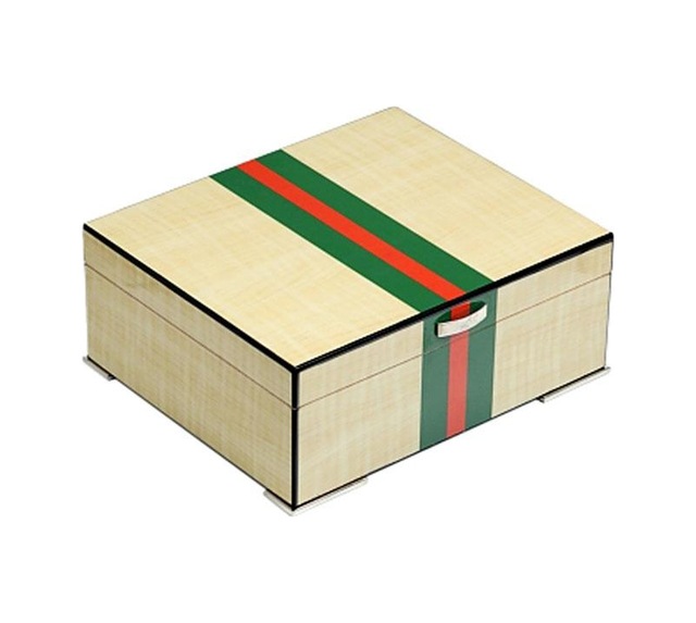 Gucc İtaly Humidor Puro Kutusu Yeşil/kırmızı Akçaağaç 40's