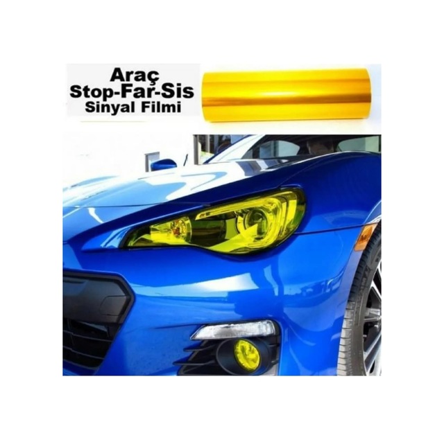 Sarı Stop Far Filmi Folyosu, 100 Cm X 30 Cm, Kaplama Şeffaf Dayanıklı