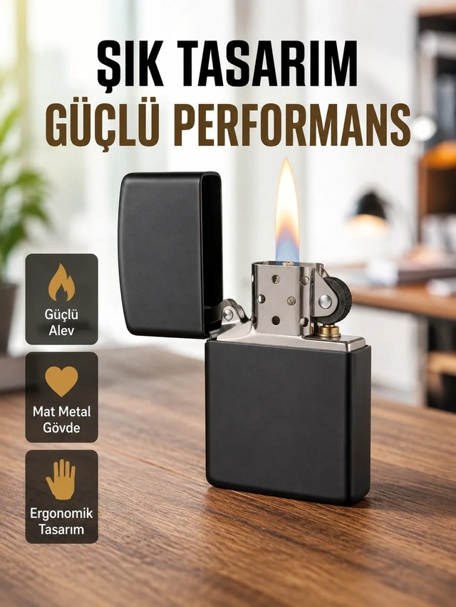 Ers Tasarım Metal Çakmak Minimal Mat Yüzeyli Ve Şık Görünümlü
