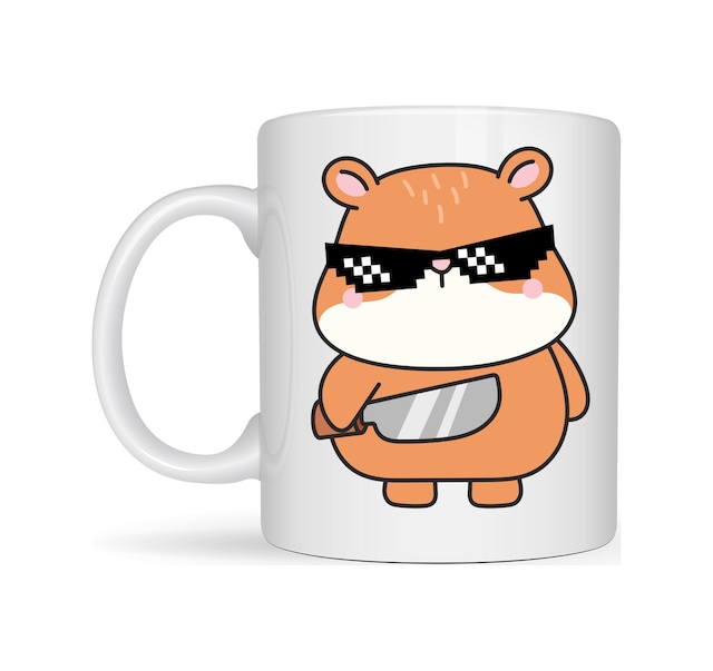 Kupa & Bardak Cool Hamster Tasarımlı Porselen Kupa Model 81 Eğlenceli, Karizmatik Ve Enerji Dolu Kahve Kupası