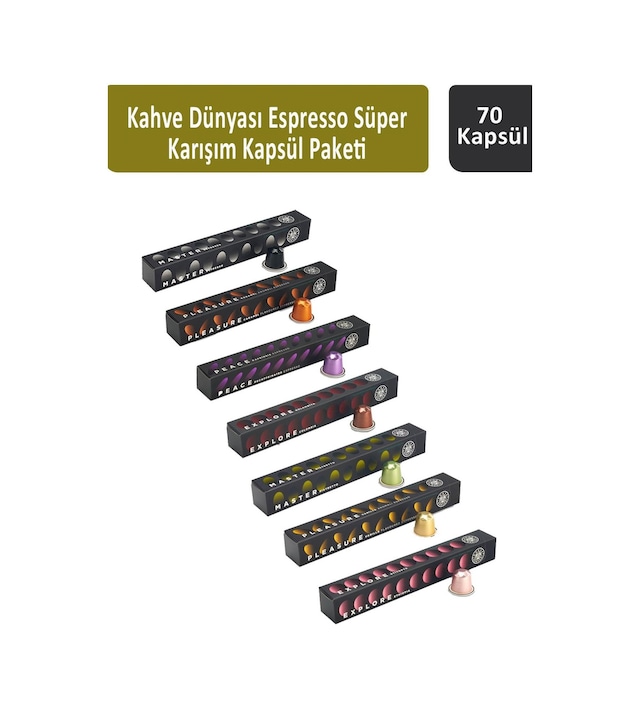 Kahve Dünyası Espresso Süper Karışım Kapsül Paketi 7 x 10 Kapsül