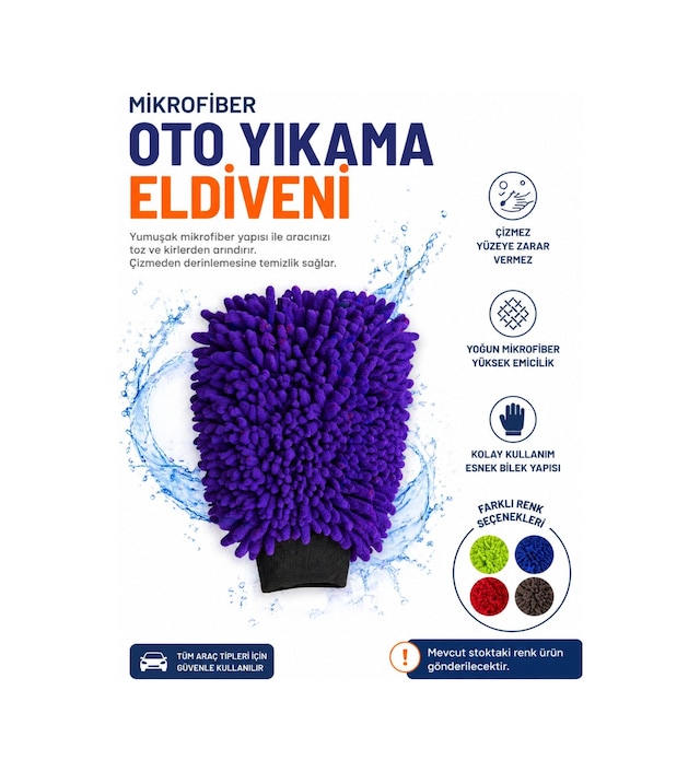 Muggio Mikrofiber Oto Yıkama Eldiveni 18x32 Cm Çizmez, Yüksek Köpük & Su Emici