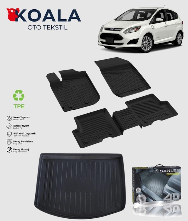 Ford C-max 2011 Ve Sonrası Uyumlu Sahler Paspas + Bagaj Havuz Seti