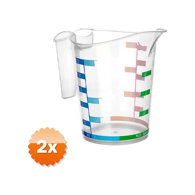 2 Adet Ölçü Kabı Dereceli Renkli 500ml