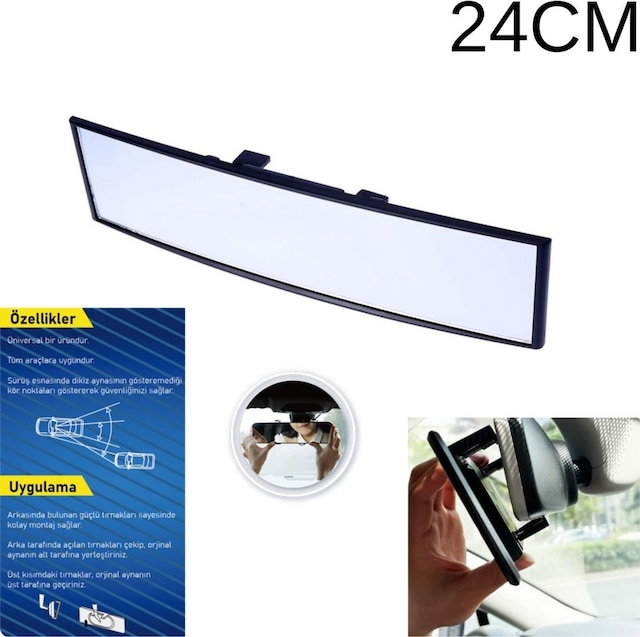 Ayna Makaslı Geçmeli İlave İç Dikiz Kör Nokta Aynası Bombeli Geniş Açı Üniversal Siyah 24cm 3r-240c