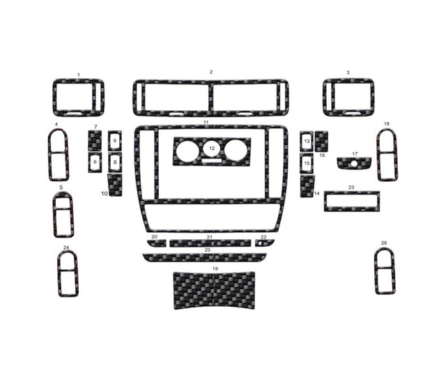 Volkswagen Passat Uyumlu Torpido Kaplama 1996-2004 26 Parça Karbon