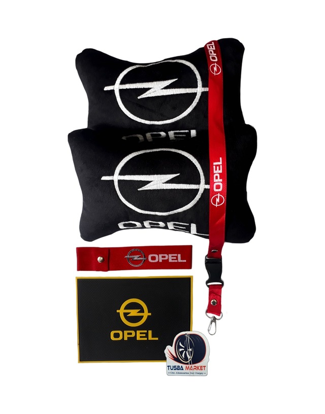 Opel Uyumlu Nakışlı Siyah Seyahat Boyun Yastık / Araç Aksesuar