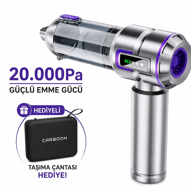 Ultratekno Carboon Serisi Spr-18 20.000 Pa 6000 Mah Kablosuz Üflemeli Araç Süpürgesi 20000 Pa