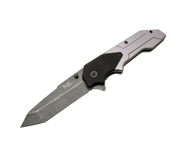 Muhtelif Fox A9 Gri Tanto Kamp Çakı 21cm- Yarı Otomatik, Kemerlikli