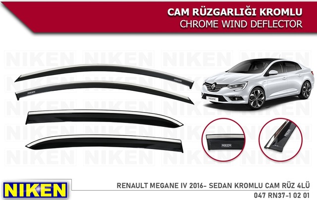 Megane 4 Sedan 2016 2017 2018 2019 2020 Kromlu Cam Rüzgarlığı