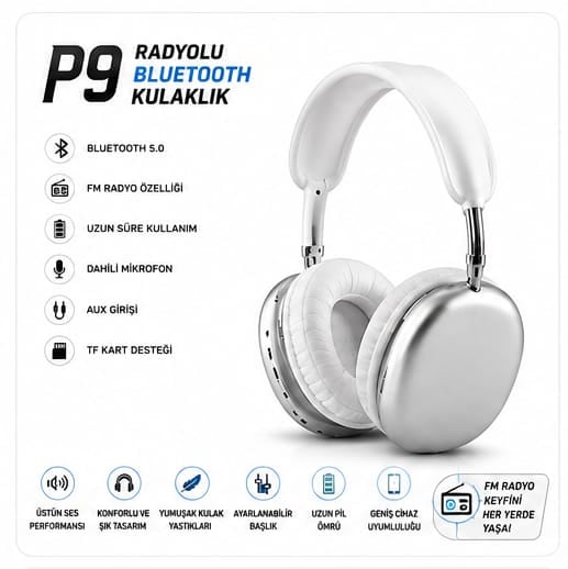 P9 Kafa Üstü Bluetooth Kulaklık