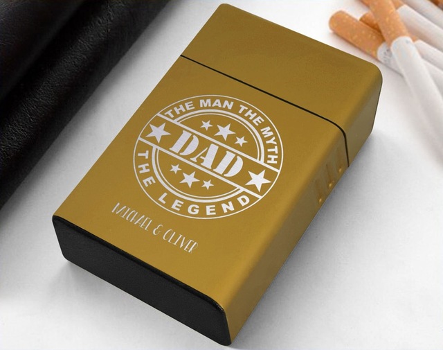 Bk Gift Kişiye Özel İsimli Babalar Günü Tasarımlı Sarı Metal Sigara Tabakası ,babalar Günü Hediyesi , Babaya Hediye , Sigara Tabakası-9
