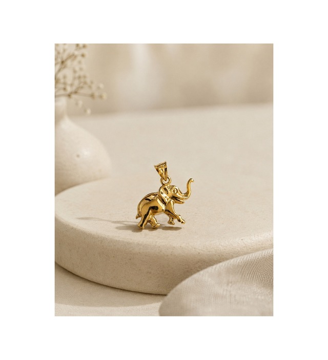 14 Ayar Altın Fil Figürlü Şans Kolye Ucu 2x1,3 Cm