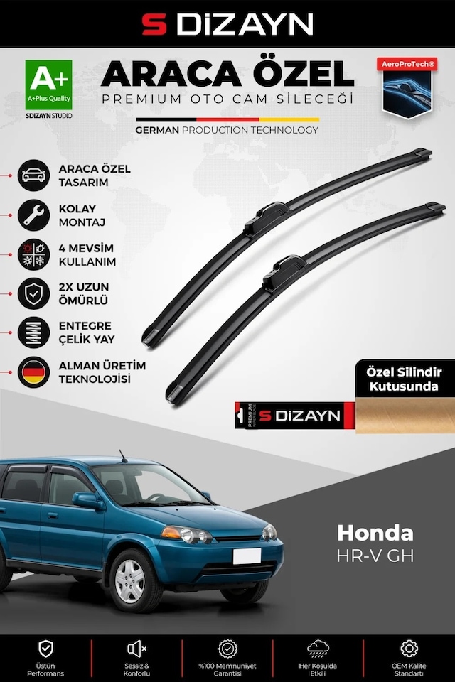 S-dizayn Honda Hr-v Gh Ön Cam Silecek Seti 1999-2006 Premium Araca Özel 50-43 Cm A+ Kalite Aocs-1742