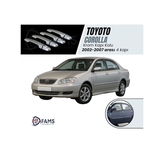 Famsotomotiv Toyota Corolla Uyumlu Krom Kapı Kolu 4 Kapı 2002-2007 P.Çelik