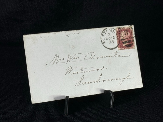 İngiltere Klasik Dönem 1875 Victoria Dönemi Red Penny Pullu Zarf Postadan Geçmiş Varış Damgalı