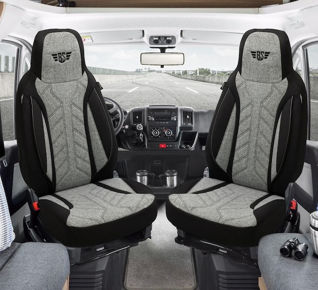Plkt Serisi Fiat Ducato 2015 Ve Sonrası İle Uyumlu Pilot Oto Koltuk Kılıfı, Gri/siyah