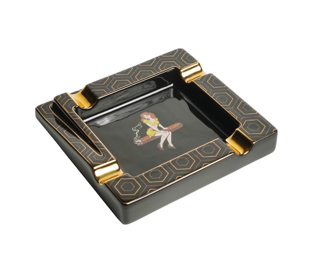 Firebird Cigar Lady Siyah-gold Dörtlü Porselen Puro Küllüğü