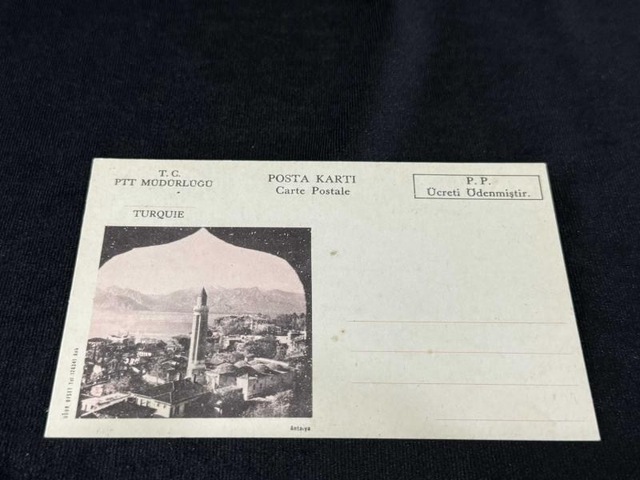T.c. Ptt Müdürlüğü 1970'li Yıllarından Antiye Görsel Antalya Cumhuriyet Formüler Kart Teşhir Ürün